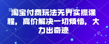 淘宝付费玩法无界实操课程，高价解决一切烦恼，大力出奇迹-智创网