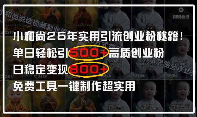 （14436期）小和尚2025年实用引流秘籍！单日轻松引500+高质量创业粉，日变现800+，…-智创网