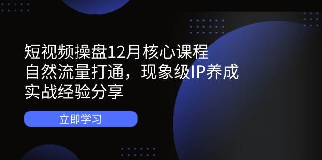 （14447期）短视频操盘12月核心课程：自然流量打通，现象级IP养成，实战经验分享-智创网