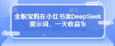 全职宝妈在小红书卖DeepSeek提示词，一天收益1k-智创网